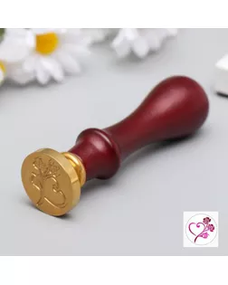 Печать для сургуча с деревянной ручкой "Розы и сердце" 9х2,5х2,5 см арт. СМЛ-132828-1-СМЛ0005278982