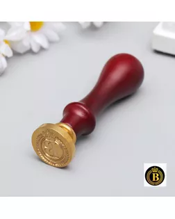 Печать для сургуча с деревянной ручкой "Корона с буквой B" 9х2,5х2,5 см арт. СМЛ-132838-1-СМЛ0005278992