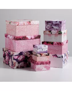 Набор подарочных коробок 10 в 1 «Цветочный», 10.2 × 10.2 × 6‒28.2 × 28.2 × 15 см арт. СМЛ-112427-1-СМЛ0005294098