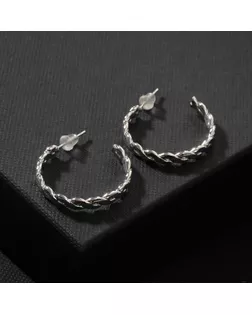 Серьги-кольца "Стиль" плетёнка, d=2,5, цвет серебро арт. СМЛ-133874-1-СМЛ0005302383