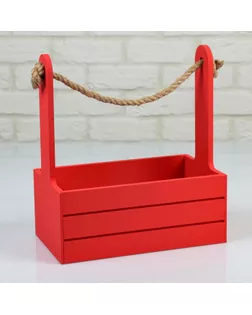 Кашпо деревянное 25.5×15×30 см "Аром", ручка канат, красное арт. СМЛ-117222-1-СМЛ0005309168