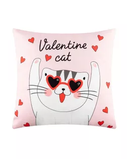 Подушка "Этель" Valentine cat, 40х40 см, велюр, 100% п/э арт. СМЛ-112480-1-СМЛ0005309886