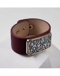 Браслет кожа "Помпеи" стразы, цвет бело-коричневый в золоте, 21 см арт. СМЛ-133810-2-СМЛ0005352626