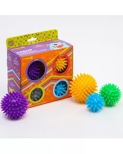 Набор развивающих, массажных мячиков с шипами «Ёжики», 4 шт, d=5,6,7,8 см. арт. СМЛ-152206-1-СМЛ0005358216
