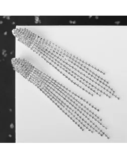 Клипсы "Вечеринка" лесенка, цвет белый в серебре арт. СМЛ-41616-1-СМЛ0005363509