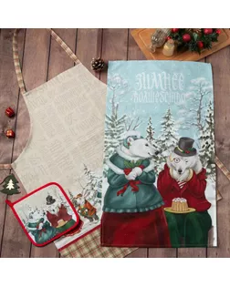 Купить Наборы для кухни Набор подарочный "Этель" Winter holidays, фартук, полотенце, прихватка арт. СМЛ-122003-1-СМЛ0005389252 оптом в Липецке