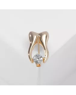 Брошь "Зуб" со стразой, цвет белый в золоте арт. СМЛ-197811-2-СМЛ0005399715