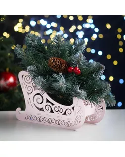 Кашпо деревянное, 23×10×14 см "Новогоднее. Санки", подарочная упаковка, розовая пастель арт. СМЛ-155053-1-СМЛ0005400599