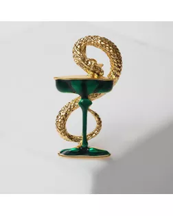 Брошь "Змея в геральдике" извивающаяся, цвет зелёный в золоте арт. СМЛ-212962-1-СМЛ0005437985