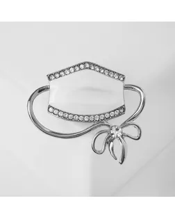 Брошь "Маска" медицинская, цвет белый в серебре арт. СМЛ-178773-1-СМЛ0005438013