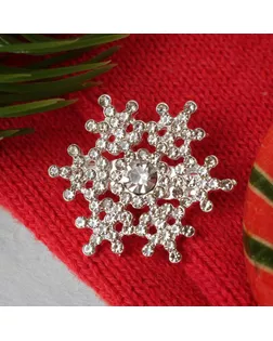 Брошь новогодняя "Снежинка" пушистая, мини, цвет белый в серебре арт. СМЛ-169459-1-СМЛ0005445500