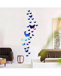 Декор настенный "Бабочки", из акрила, 36 элементов, от 4.8 х 3.1 см до 13.8 х 9 см арт. СМЛ-211923-1-СМЛ0005451352