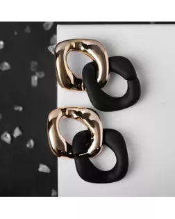 Серьги металл "Цепь" диагональ, 2 звена, цвет золотисто-чёрный арт. СМЛ-139950-1-СМЛ0005485506