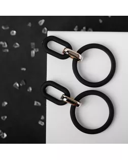Серьги металл "Цепь" кольцо и овал, 3 звена, цвет золотисто-чёрный арт. СМЛ-139952-1-СМЛ0005485519