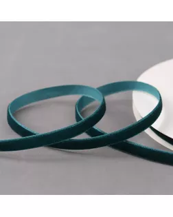 Лента бархатная, 6 мм, 18 ± 1 м, цвет изумрудный №34 арт. СМЛ-21309-2-СМЛ0005487637