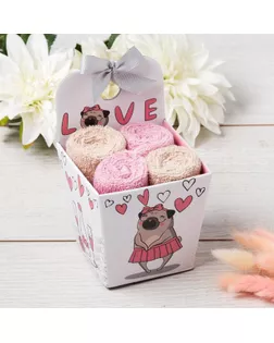 Купить Декоративные полотенца Набор махровых полотенец "Love" 30х30 см - 4 шт, 100% хлопок, 340 гр/м2 арт. СМЛ-135488-1-СМЛ0005516714 оптом в Майкопе