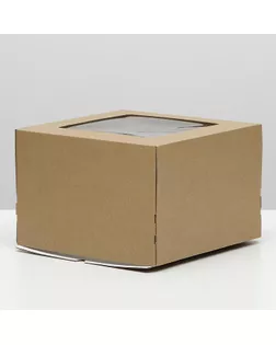 Кондитерская упаковка, с окном, крафт, 30 х 30 х 20 см арт. СМЛ-131475-1-СМЛ0005517586