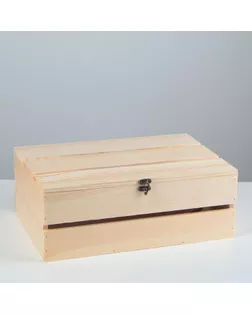 Ящик деревянный 35×23×13 см подарочный с реечной крышкой на петельках с замком арт. СМЛ-138343-1-СМЛ0005525150