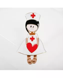 Брошь "Медсестра" с сердцем, цветная в золоте арт. СМЛ-185672-1-СМЛ0005571987