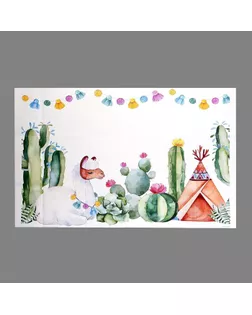 Фотофон винил "Лама и кактусы" 80х120 см арт. СМЛ-149627-1-СМЛ0005700621