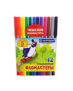 Фломастеры 12 цветов, Centropen 7790/12 Пингвины, пластиковый конверт арт. СМЛ-175536-1-СМЛ0000581459