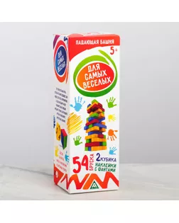 Падающая башня «Для самых веселых» с фантами, 54 бруска арт. СМЛ-81981-1-СМЛ0000601376