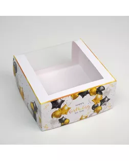 Коробка для торта с окном «Happy Birthday» 23 х 23 х 11 см арт. СМЛ-142977-1-СМЛ0006030115