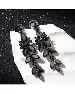 Серьги висячие со стразами "Ажур" весеннее настроение, цвет чёрный арт. СМЛ-155554-1-СМЛ0006244677