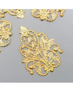Декоративный элемент "Орнамент", цвет золото 3,5х4,8 см арт. СМЛ-164400-1-СМЛ0006245175
