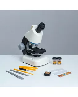 Микроскоп "Юный биолог" кратность до х1200, белый, подсветка арт. СМЛ-146978-1-СМЛ0006247998