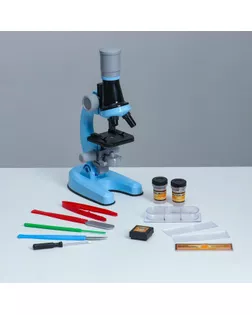 Микроскоп "Юный ботаник" кратность до х1200, синий, подсветка арт. СМЛ-146980-1-СМЛ0006248000