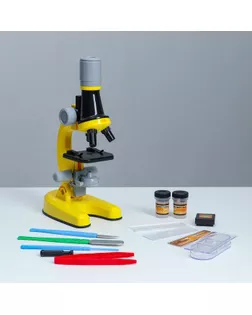 Микроскоп "Юный ботаник" кратность до х1200, желтый, подсветка арт. СМЛ-146981-1-СМЛ0006248001