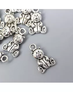 Декор для творчества металл "Медвежонок" серебро 1,6х1 см арт. СМЛ-156215-1-СМЛ0006342572