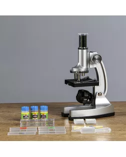 Микроскоп "Исследование", кратность увеличения 600х, 300х, 100х, с подсветкой, серебристый арт. СМЛ-95251-1-СМЛ0000645155