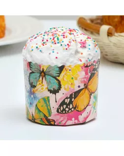 Форма бумажная для кекса, маффинов и кулича "Бабочки цветные" 70 х 60 мм арт. СМЛ-138363-1-СМЛ0006493967