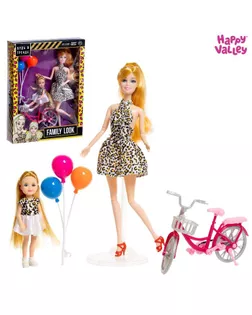 Кукла с дочкой Family Look на велосипеде, леопард арт. СМЛ-182235-1-СМЛ0006534539