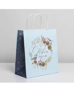 Пакет подарочный крафтовый «Морозное утро», 22 × 25 × 12 см арт. СМЛ-169042-1-СМЛ0006538046