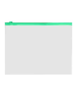 Папка-конверт на ZIP-молнии A5 150 мкм, Calligrata, прозрачная, зелёная молния арт. СМЛ-202461-1-СМЛ0006578060