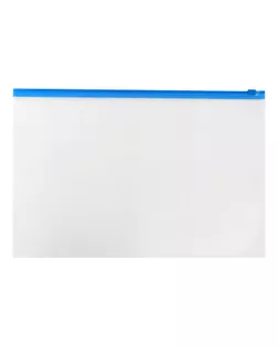 Папка-конверт на ZIP-молнии A4 150 мкм, Calligrata, прозрачная, синяя молния арт. СМЛ-202453-1-СМЛ0006578064
