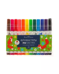 Фломастеры с утолщённым стержнем 12 цветов Joycolor Mini, в пластиковом кармане арт. СМЛ-217508-1-СМЛ0006623842
