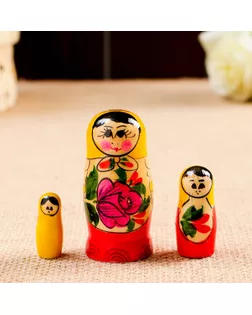 Матрёшка «Семёновская», желтый платок, 3 кукольная, 7 см арт. СМЛ-95459-1-СМЛ0000676691