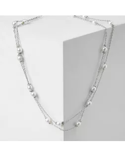 Бусы "Жемчужный мир" тонкие нити, цвет белый в серебре арт. СМЛ-145668-1-СМЛ0006779356