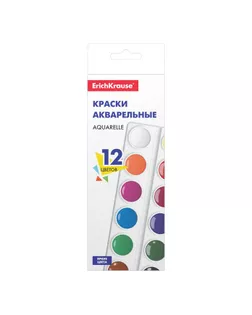 Акварель 12 цветов, Erich Krause, в мягком пластике, без кисти, картон с европодвесом арт. СМЛ-188716-1-СМЛ0006780590
