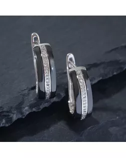 Серьги керамика "Дорожка", цвет чёрно-белый в серебре арт. СМЛ-148225-1-СМЛ0006784732