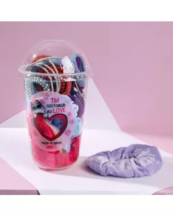 Набор резинок в пластиковом стакане "Ты состоишь из  LOVE", 9 х 14 см арт. СМЛ-171247-1-СМЛ0006858921
