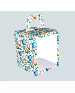 Пасхальная коробочка с окном "Пасхальные яйца", 15 х 15 х 18 см арт. СМЛ-146880-1-СМЛ0006878369