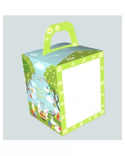 Пасхальная коробочка с окном "Пасхальные кролики", 15 х 15 х 18 см арт. СМЛ-146881-1-СМЛ0006878370