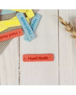 Набор нашивок «Hand made», 4,2 × 1 см, 10 шт, цвет МИКС арт. СМЛ-159580-1-СМЛ0006906814