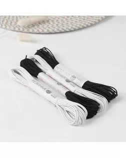 Резинка шляпная, 2 мм, 10 ± 0,5 м, 4 шт, цвет чёрный/белый арт. СМЛ-246161-1-СМЛ0006906818