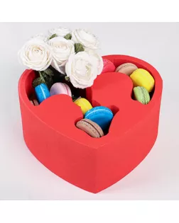 Пенобокс 24×24×10 см кашпо для цветов и подарков "Сердце, влюбленные", красный арт. СМЛ-155955-1-СМЛ0006910813